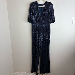 Trina Turk: Glam Party Sparkle Navy Sequin Jumpsuit